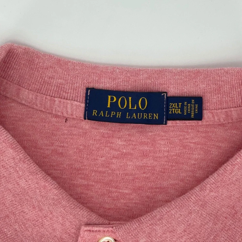 Polo Ralph Lauren‎ Mens 2XLT Pink Coral Heather Short Sleeve Polo Shirt Tall